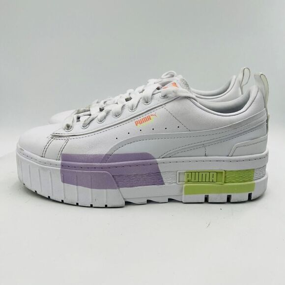 Puma Mayze Chunky Sneakers In White-Multi-Lilac Shoes Size 8.5 - Picture 7 of 12